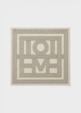 Toteme + Striped Monogram Cotton Silk Scarf Creme