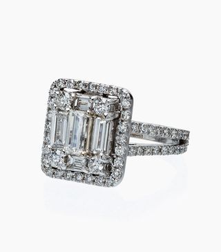 Mindi Mond + 18k White Gold Clarity Split-Shank Halo Diamond Ring