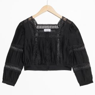 & Other Stories + Eyelet Trim Cropped Blouse