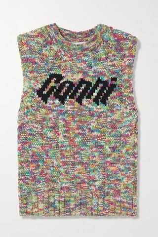 Ganni + Space-Dyed Intarsia-Knit Organic Cotton-Blend Vest