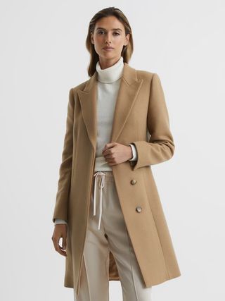 Reiss + Camel Harlow Regular Wool-Blend Mid Length Coat
