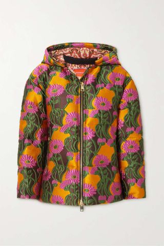 La Doublej + Precious Floral-Embroidered Quilted Woven Down Jacket