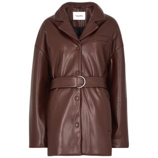 Nanushka + Liban Brown Faux Leather Jacket