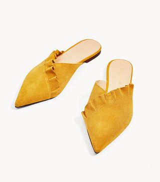 Zara + Leather Mules With Frill