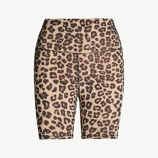 Good American + High-Rise Leopard Print Stretch-Jersey Shorts