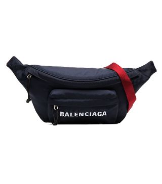 Balenciaga + Blue and White Wheel Logo Belt Bag