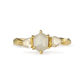 Niza Huang + Hexagon and Rose Cut Pear Diamonds Ring