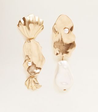 Mango + Pearl Detail Asymmetric Earrings