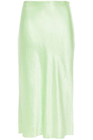 Vince + Crinkled Green Slip Skirt