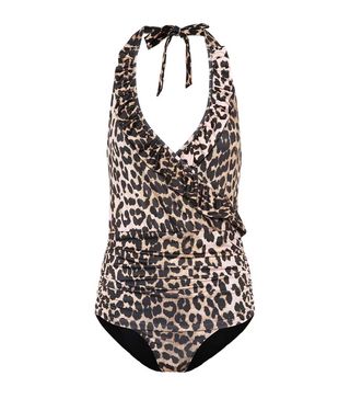 Ganni + Leopard-Printed Swimsuit