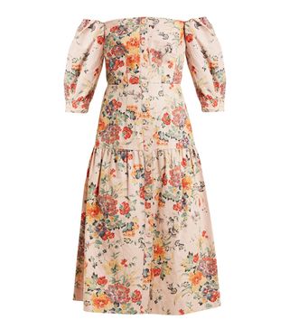 Rebecca Taylor + Off-the-Shoulder Floral-Print Cotton-Blend Dress