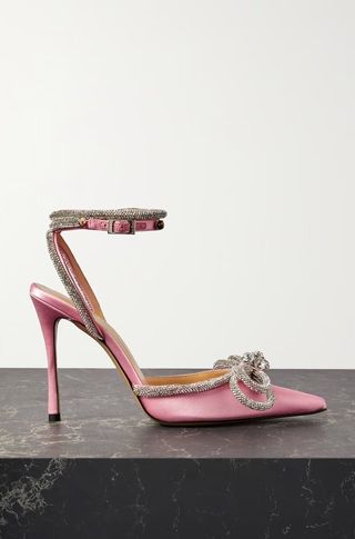 Mach & Mach + Double-Bow Crystal-Embellished Silk-Satin Point-Toe Pumps