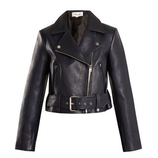 Diane von Furstenberg + Cropped Leather Biker Jacket