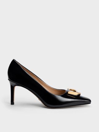 Charles and Keith + Black Gabine Patent Leather Tapered Pumps