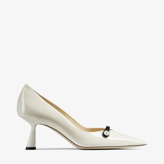 Jimmy Choo + Rosalia Patent Pointed Pumps with Pearl Detail