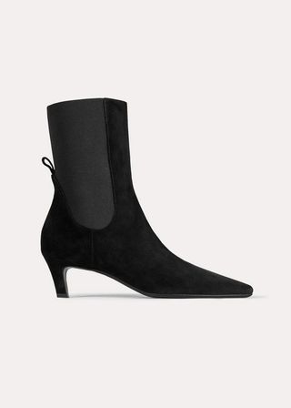 Toteme + The Mid Heel Suede Boot Black