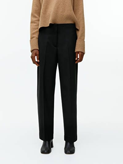 Arket + Barrel Leg Wool Blend Trousers