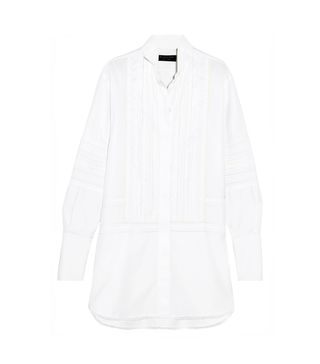 Burberry + Pintucked Macramé Lace-Paneled Cotton Shirt