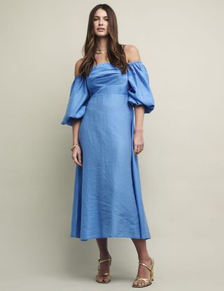 Nobody's Child + Blue Maxine Bardot Midi Dress