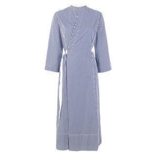 Joseph + Laury Striped Cotton-Poplin Wrap Midi Dress