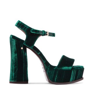 Laurence Dacade + Perla Crushed-Velvet Platform Sandals