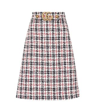Gucci + Plaid Cotton-Blend Tweed Skirt