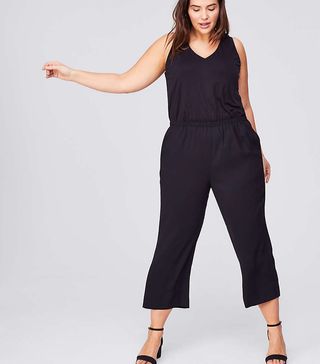 Loft + Ruffle Mixed Media Jumpsuit