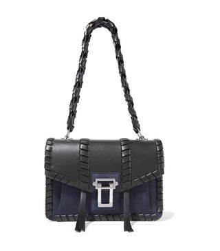 Proenza Schouler + Hava Whipstitched Leather and Suede Shoulder Bag