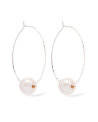 Chan Luu + Silver Pearl Hoop Earrings