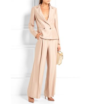 Barbara Casasola + Double-Breasted Silk-Crepe Blazer