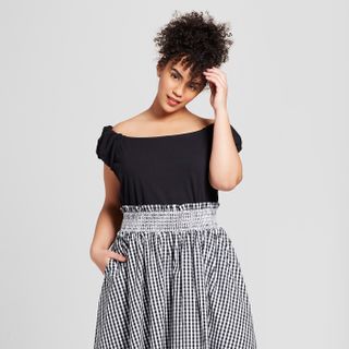 Who What Wear + Short Puff Sleeve Bardot Top
