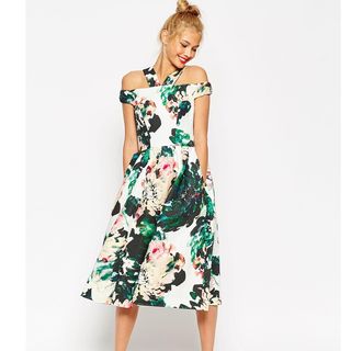ASOS + Midi Prom Dress in Large Bright Floral