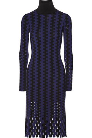 Diane von Furstenberg + Cutout Two-Tone Wool Turtleneck Midi Dress
