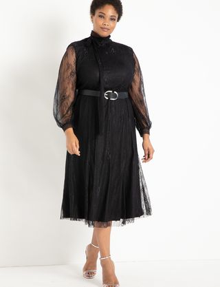 Eloquii + Lace Tie Neck Dress