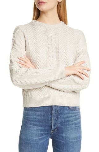 Theory + Cable Wool & Cashmere Crop Sweater