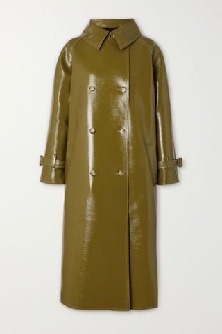 Frankie Shop + Oversized Double-Breasted Glossed Faux Textured-Leather Trench Coat