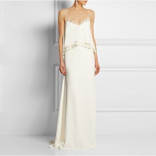 Rime Arodaky + Lavender Lace Trimmed Gown