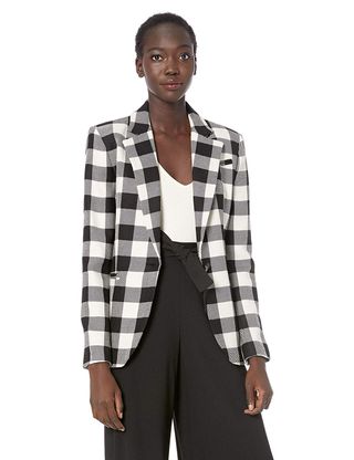 Milly + Buffalo Check Print Relaxed Boyfriend Blazer