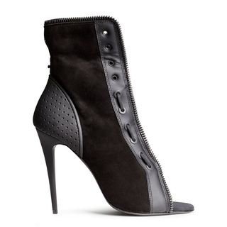H&M x Alexander Wang + Suede Leather High Heel Peep Toe Ankle Boots