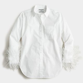 J.Crew + Feather-Trim Cotton Poplin Button-Up Shirt