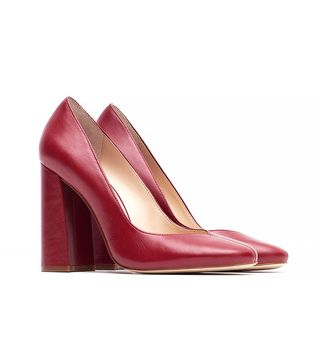 Zara + Block Heel Leather High Heel Shoes