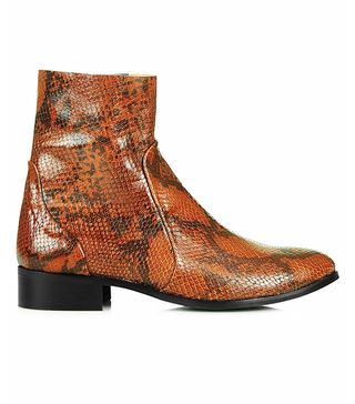 Topshop + Aero Snake-Effect Sock Ankle Boots