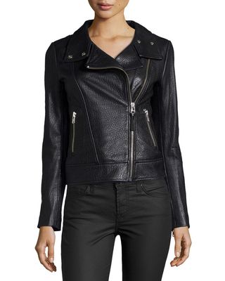 Mackage + Embossed Lambskin Leather Moto Jacket