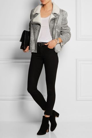 McQ Alexander McQueen + Distressed Shearling Biker Jacket