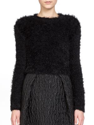 Carven + Cropped Fuzzy Sweater