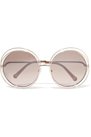 Chloé + Carlina Round-Frame Gold-Tone Sunglasses