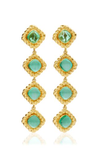 Valére + The Annabella 24k Gold-Plated Emerald Quartz Earrings