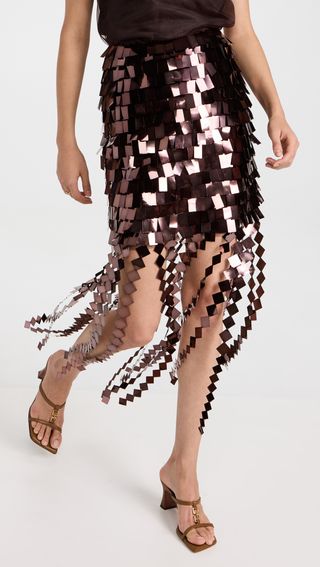 Jonathan Simkhai + Lucee Embroidered Sequins Midi Skirt