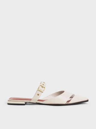 Charles & Keith + Eyelet-Embellished Mary Jane Mules