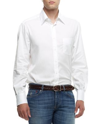 Brunello Cucinelli + Button-Down Shirt in White